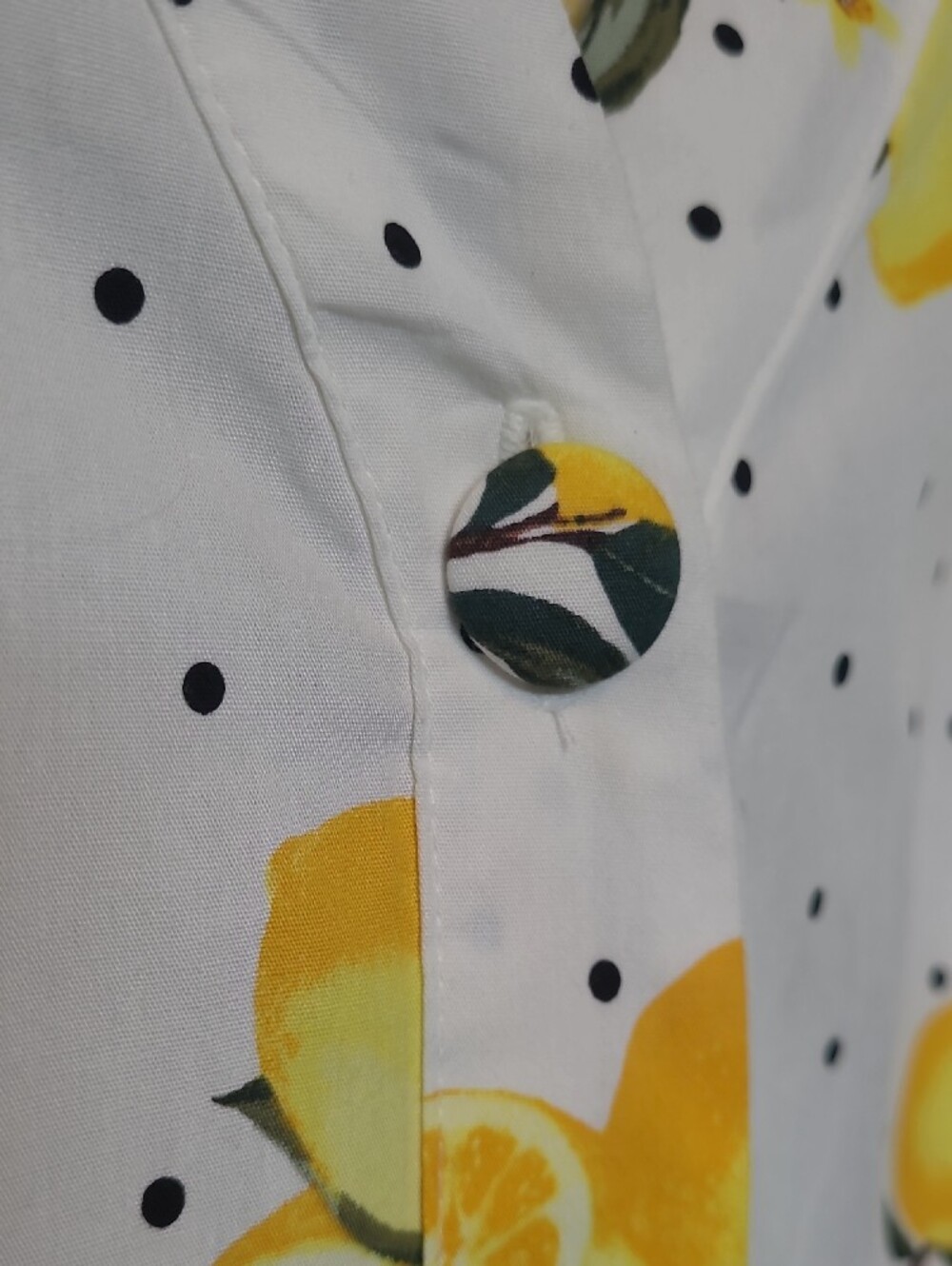 Lemon Print Midi Dress - White/Yellow - Picture 5 of 16